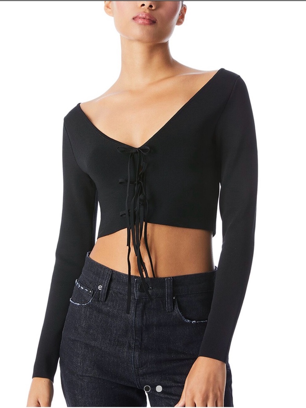 Alice + Olivia Sharee Tie Cropped Pullover Top